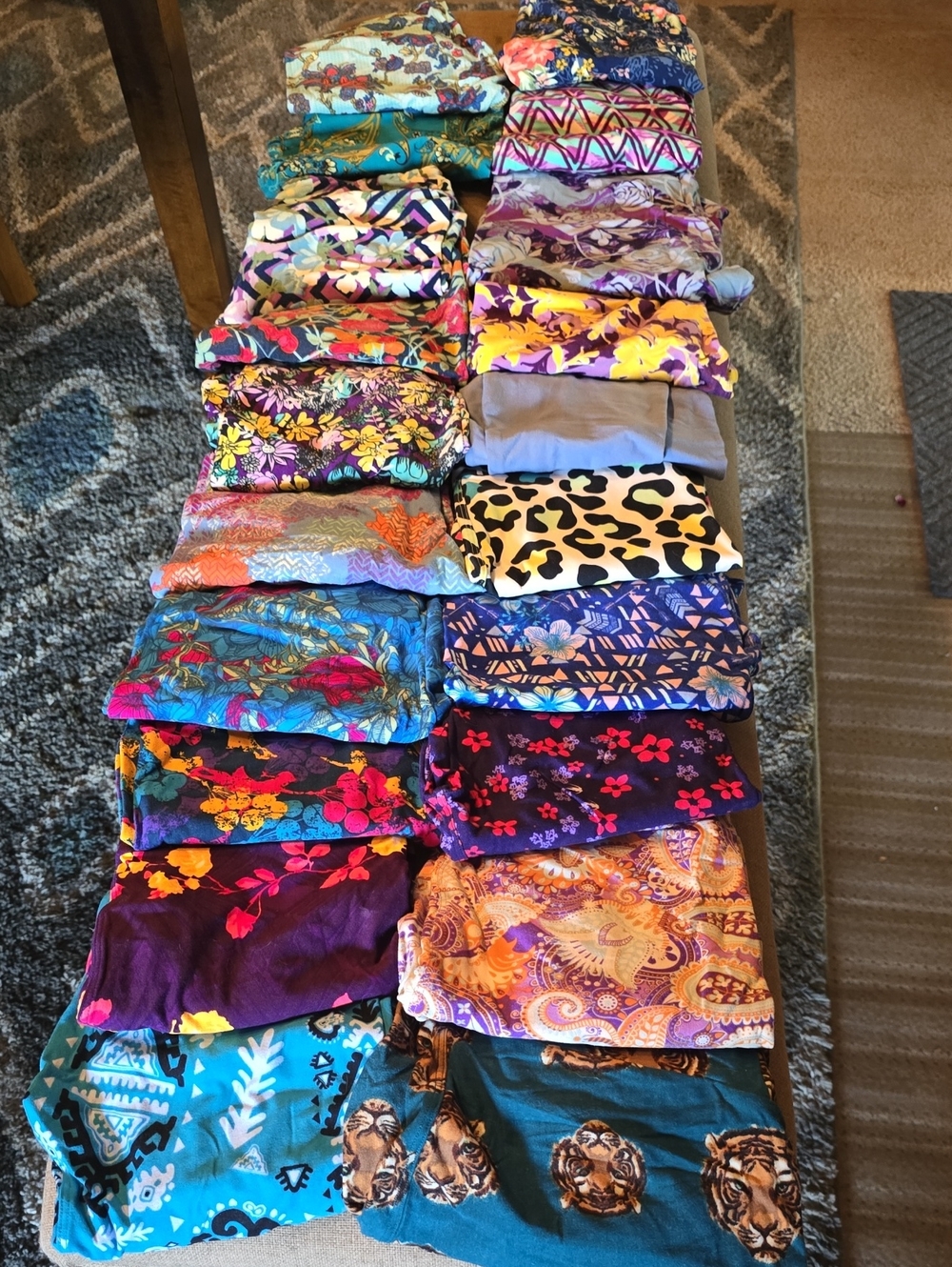 Lularoe Os Multicolor Patterned Leggings Pack - Vibrant Floral & Animal Prints